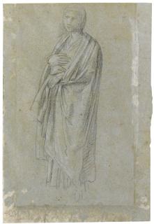 Domenico Zampieri - Recto: Study Of A Draped Standing Female Figure; Verso: Study Of The Head Of A Bearded Man Seen Almost In Profile