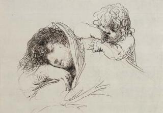 Domingos Antonio de Sequeira - A sleeping woman, half-length, an infant leaning on her shoulder