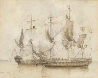 Dominic Serres, R.A. - H.M.S. Experiment capturing the French privateer Télèmarque, off Alicante, 19th June 1757