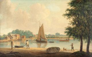 Dominic Serres - Figures before a river