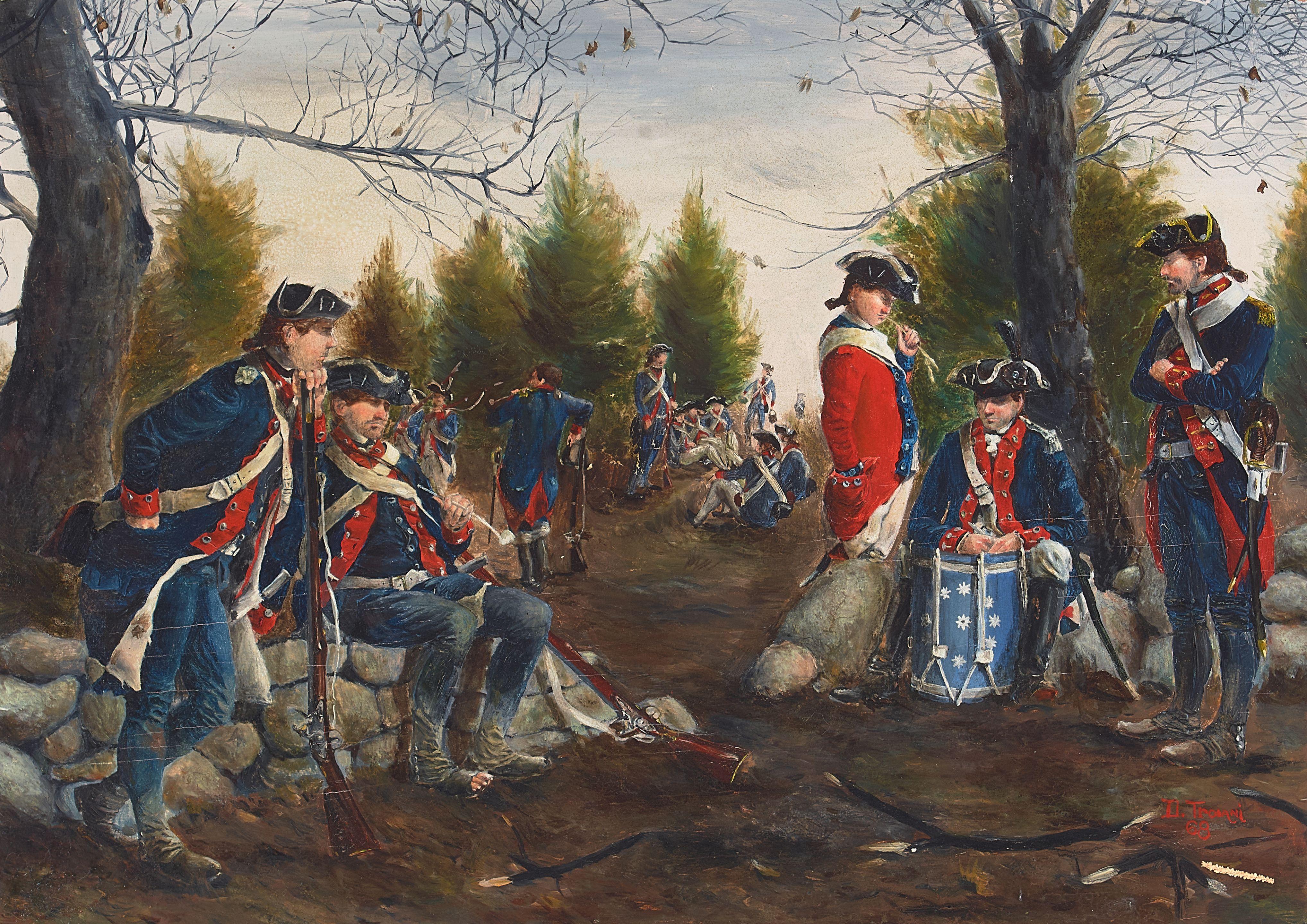 Don Troiani - United States Army Unit at Rest from March to Massacre: A History of the First Seven Years of the United States Army 10 x 14 in. unframed