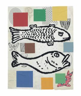 Donald Baechler - Abstract Composition With Fish