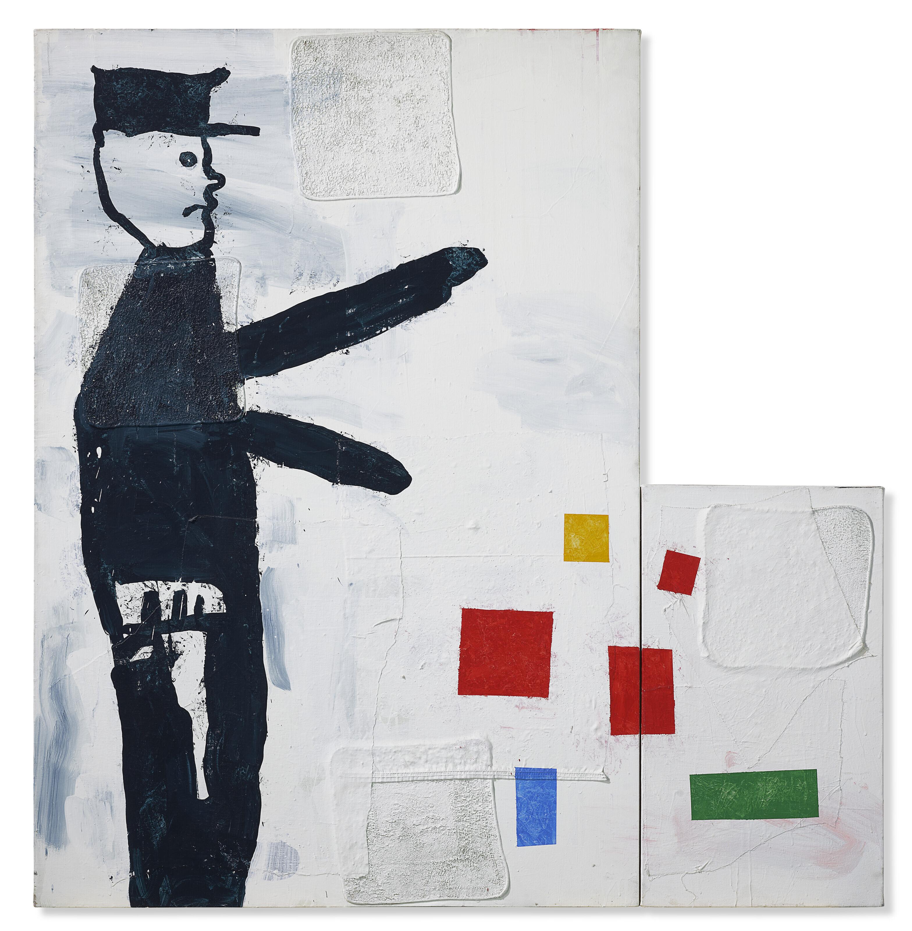 Donald Baechler - Abstract Painting with Policeman