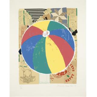 Donald Baechler - Beach Ball, Ice-Cream Cone, Yellow House, Blue Vase & Red Flower