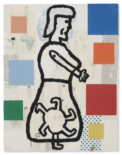 Donald Baechler - Large Abstract Composition With Standing Woman #2