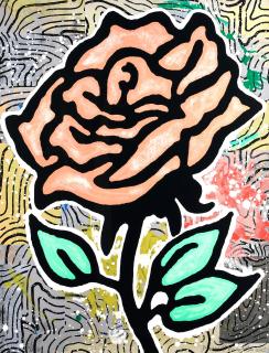 Donald Baechler - Peach Rose, from Six Roses