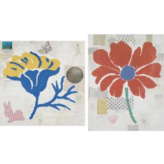 Donald Baechler - Yellow Flower #2; Red Flower