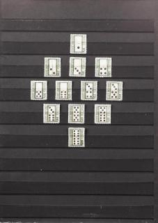 Donald Evans - Etat Domino Stamp Sheet - a series of twelve stamps