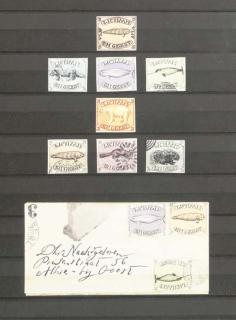 Donald Evans - Lichaam En Geest - Eight Stamps And One Envelope In A Frame