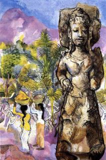 Donald Friend - Image in a landscape, Bali