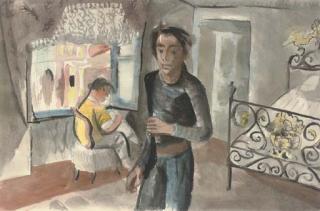 Donald Friend - Self-Portrait With Peter Kaiser (Recto); And Bed (Verso)