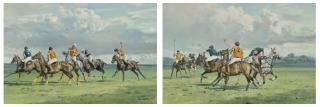 Donald Grant - A pair of polo scenes: Going for the ball; and Riding off