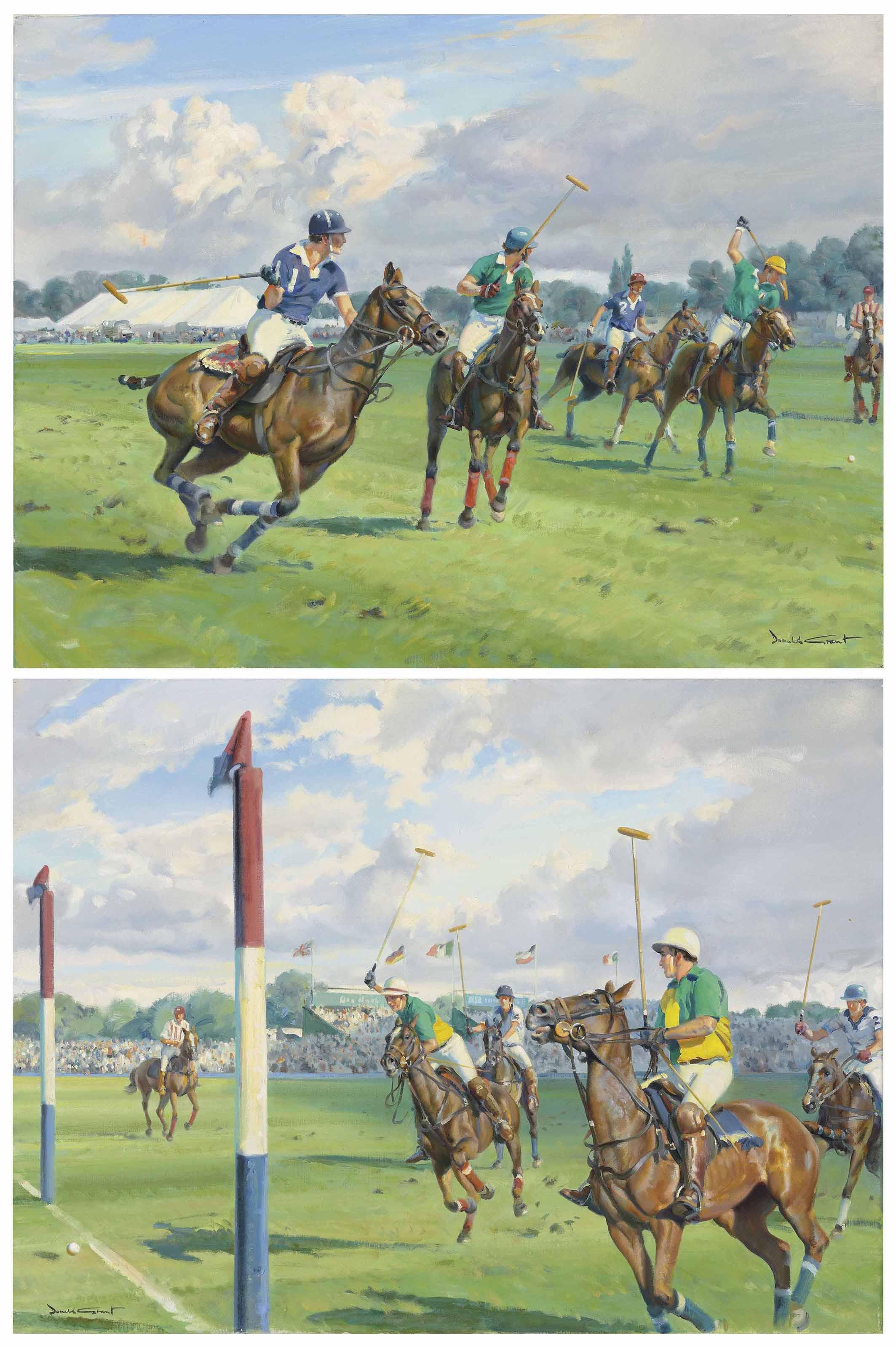 Donald Grant - Two polo scenes: Going for the ball; and At the goal