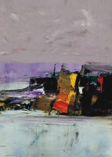 Donald Hamilton Fraser, R.A. - Landscape study, pink sky