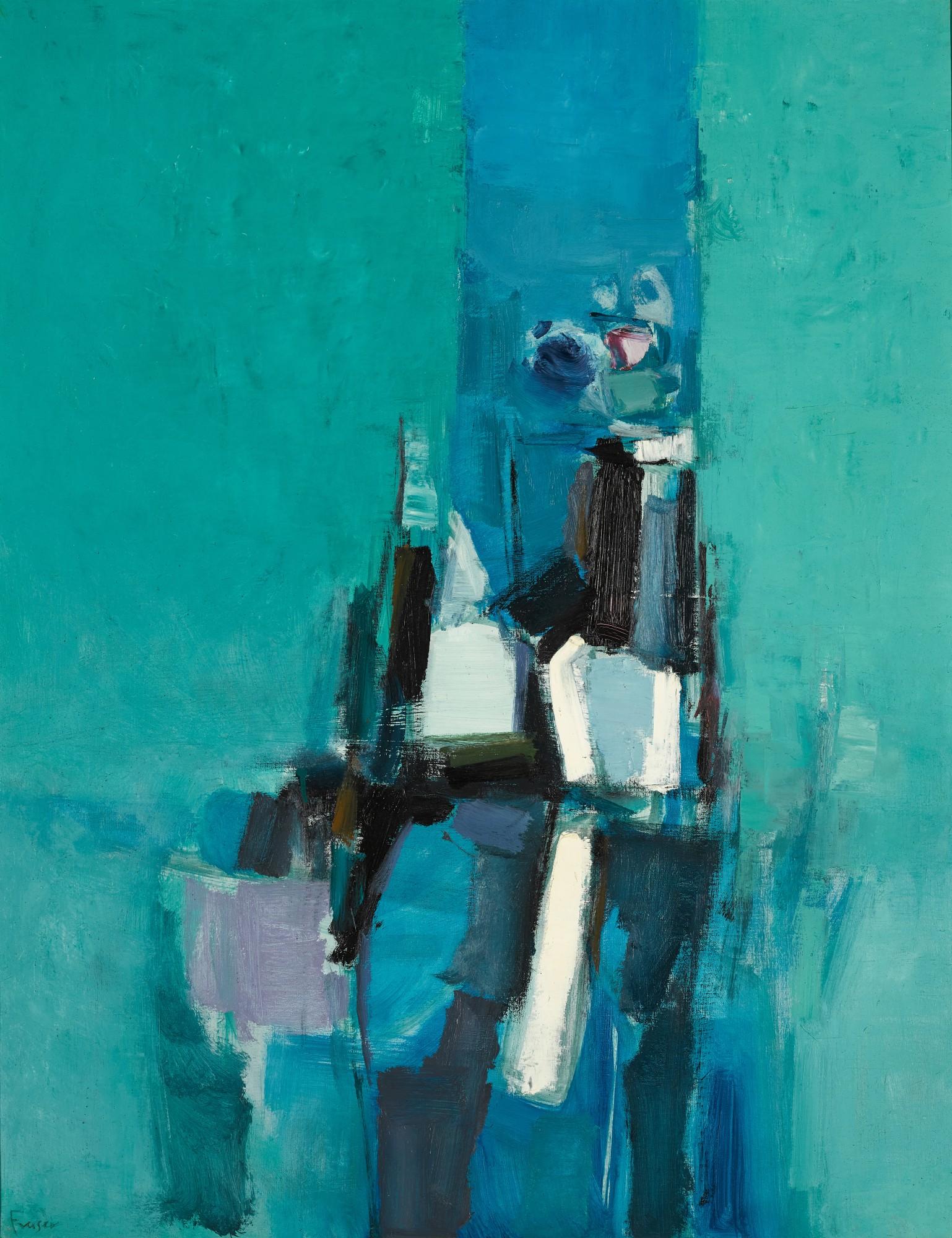 Donald Hamilton Fraser - Blue And Green Still Life With Flowers