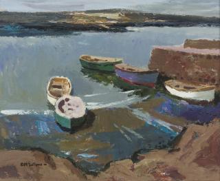 Donald McIntyre - Five Boats Calm Sea