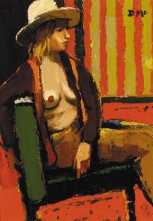 Donald Mcintyre - Open Shirted Seated Woman