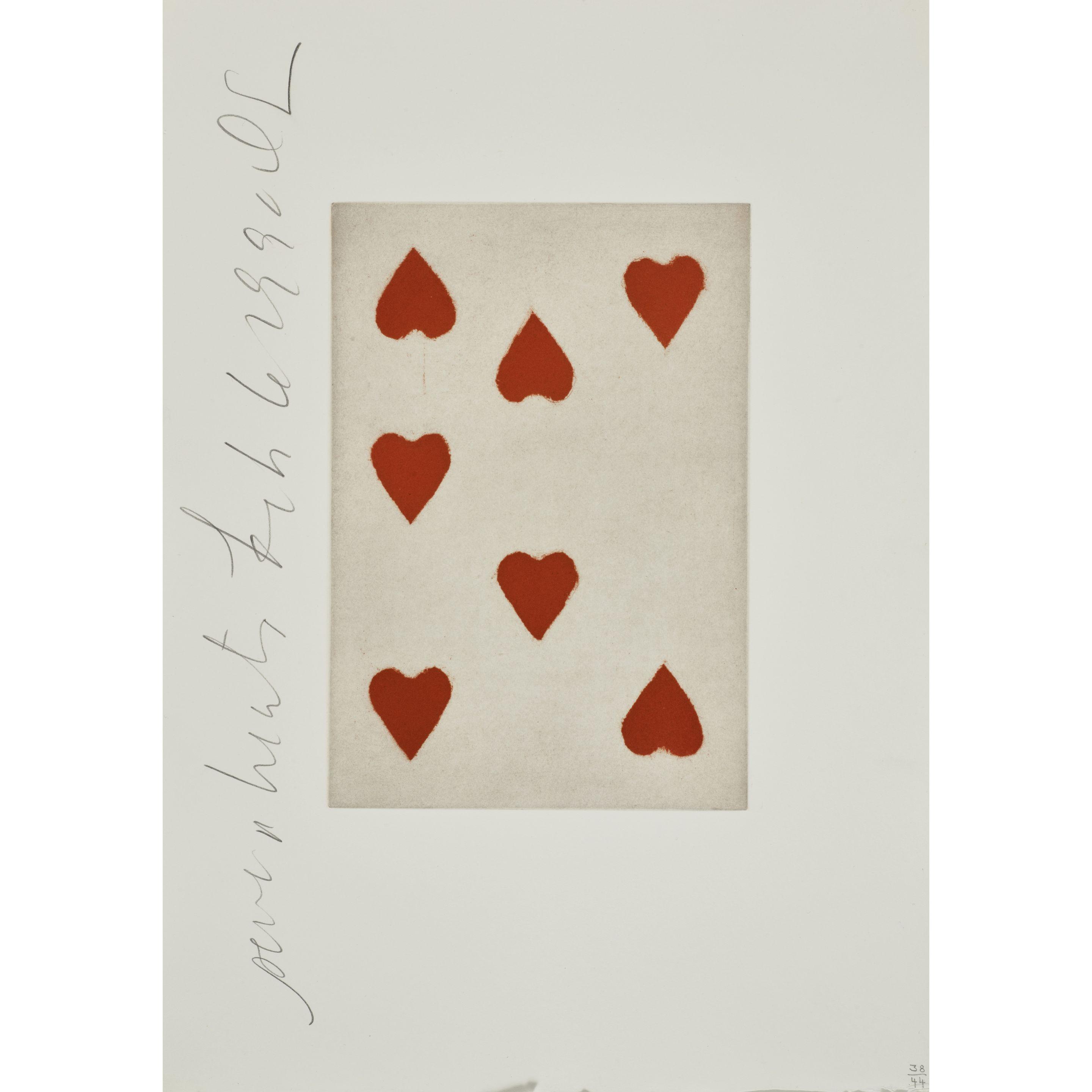 Donald Sultan - 7 Hearts; 4 Clubs, from Playing Cards (2 works)