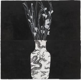 Donald Sultan - Gladiolas in a Chinese Pot