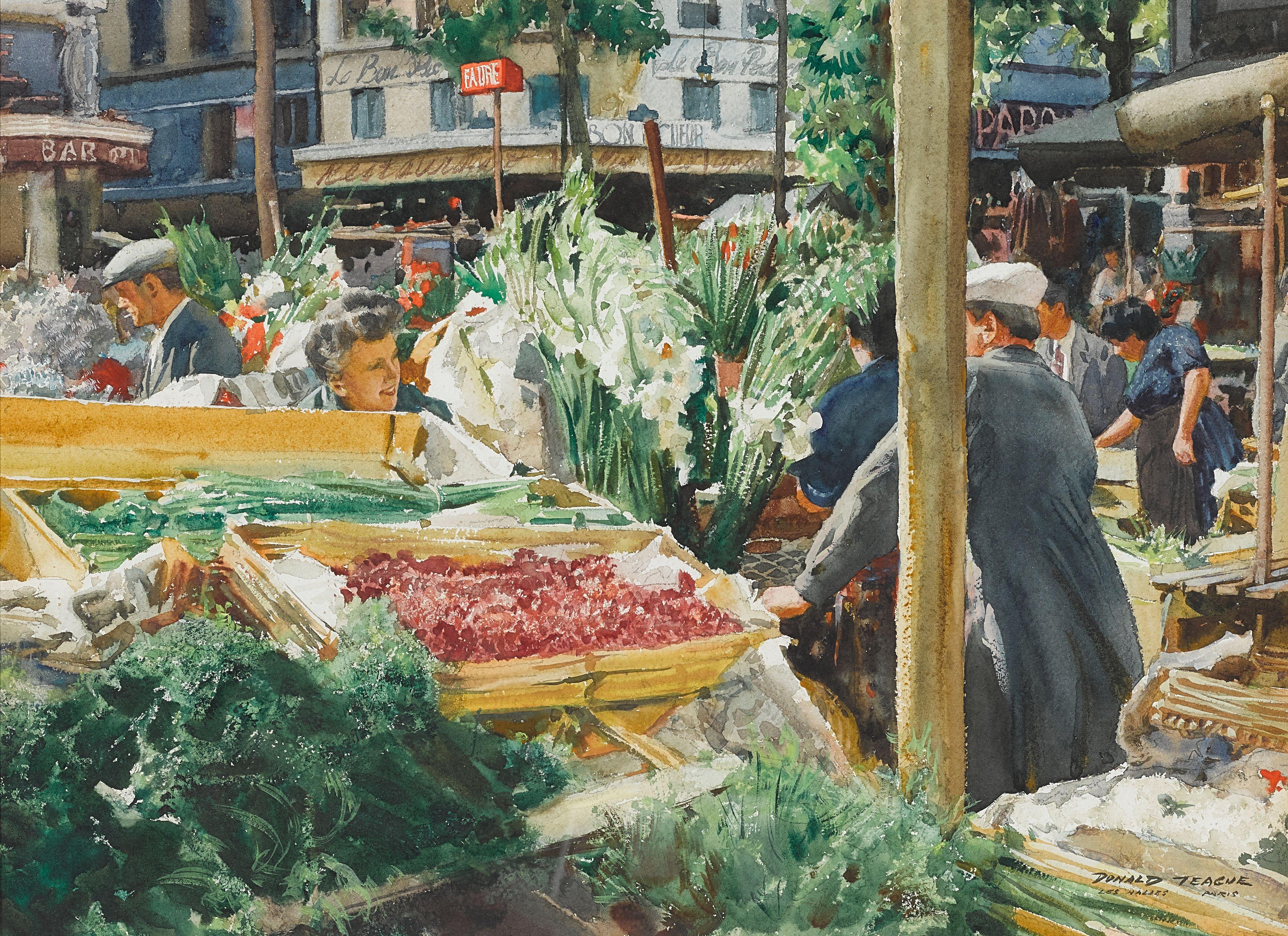 Donald Teague - Flower Market at Les Halles, Paris