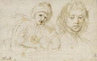 Donato Creti - Femme au turban écrivant et portrait de jeune homme