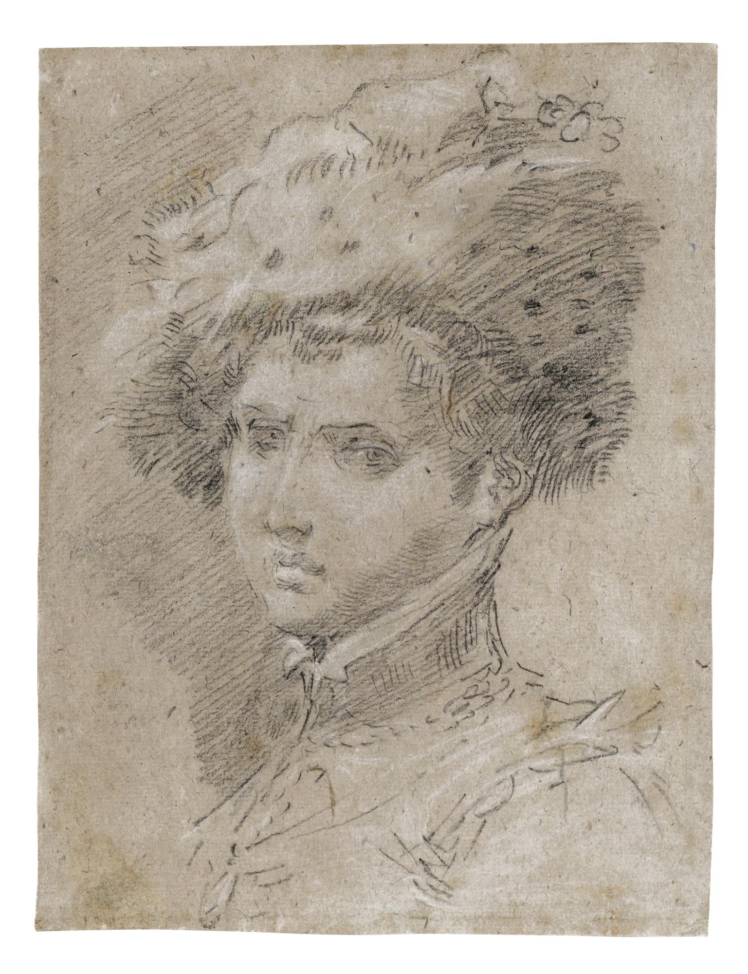 Donato Creti - Head And Shoulders Study Of A Young Man Wearing A Fur Hat
