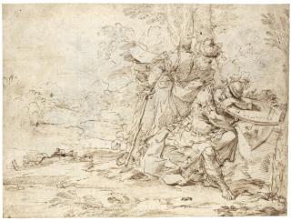 Donato Creti - Recto: A Sleeping Soldier Watched By An Oriental Figure; Verso: A Seated Figure