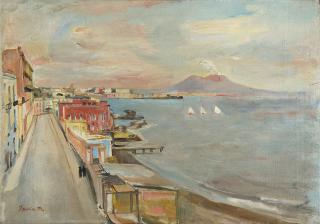 Donato Frisia - Litorale napoletano con Vesuvio sullo sfondo