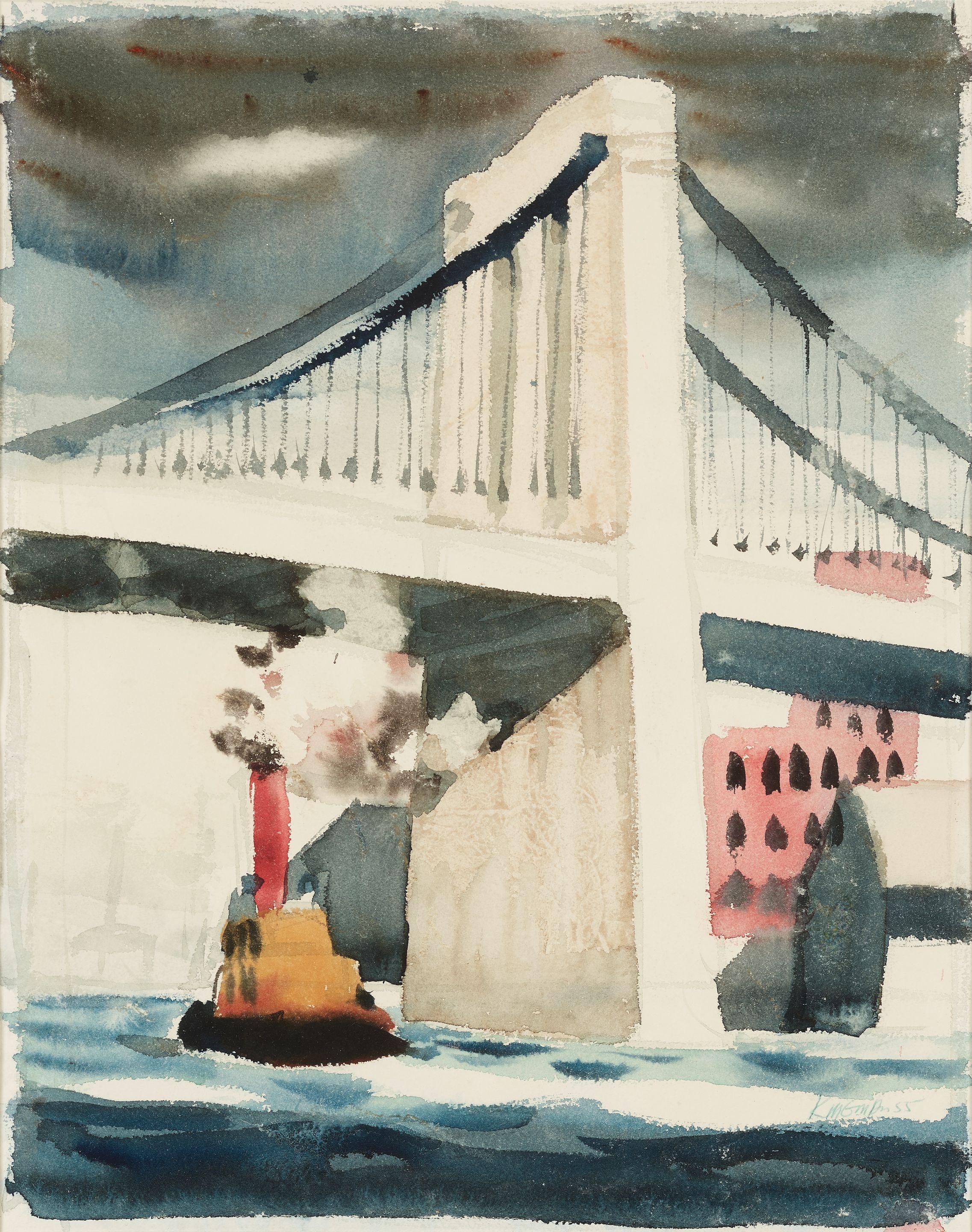 Dong Kingman - A Tugboat Under The Bay Bridge