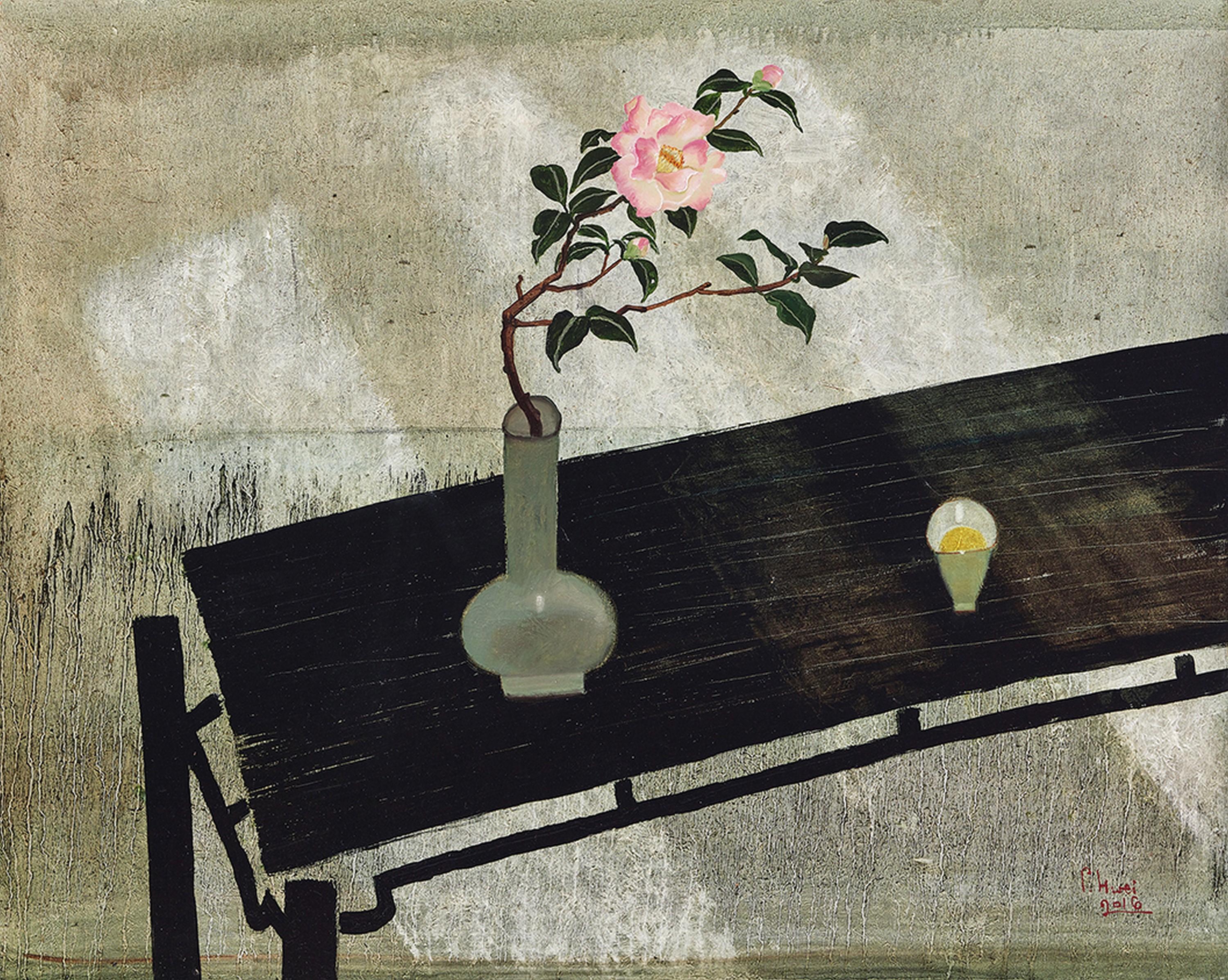 Dong Shaw-Hwei - A Free Day – Pink Camellia(Painted In 2016)