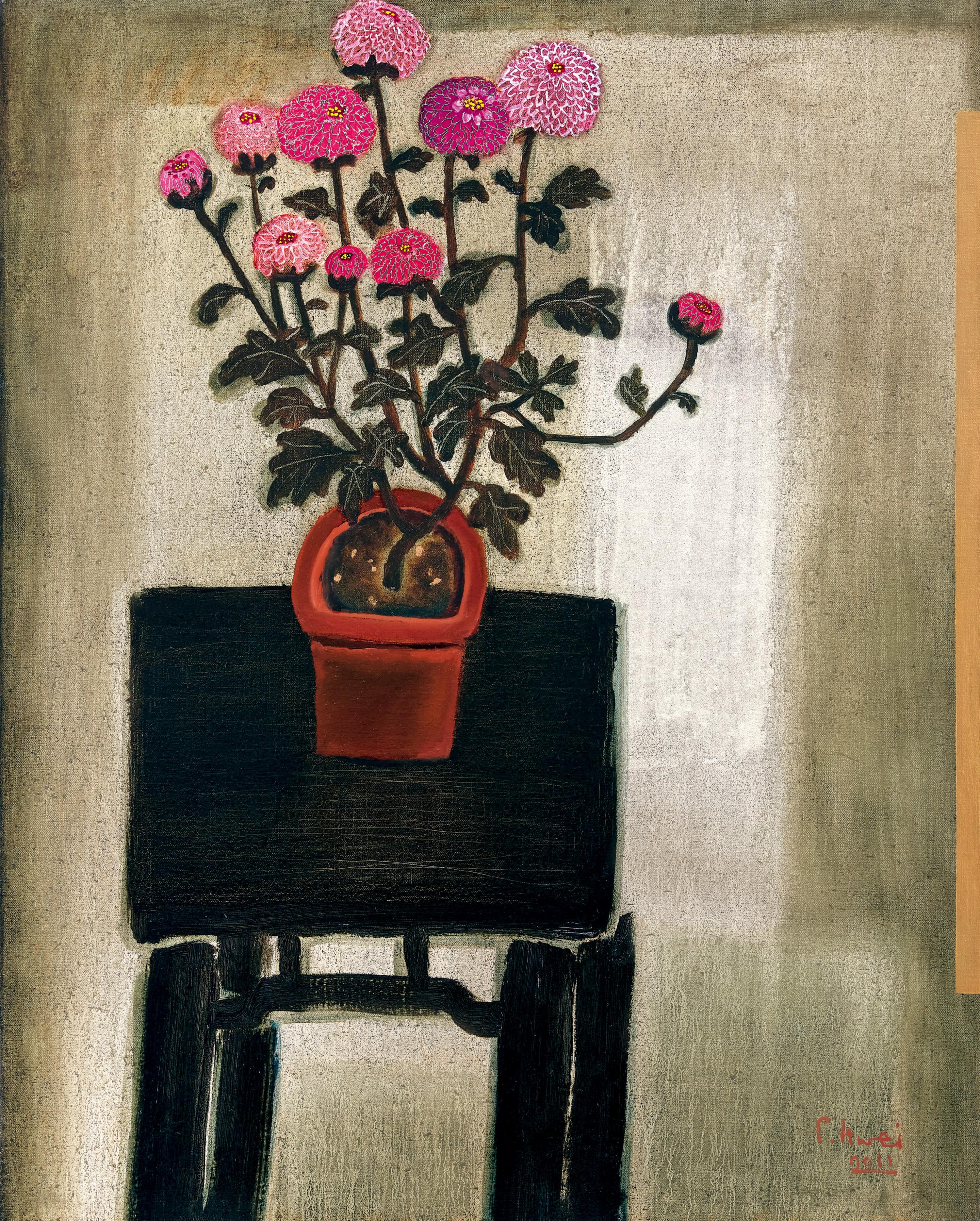 Dong Shaw-Hwei - A Reunion - Chrysanthemum(Painted In 2011)