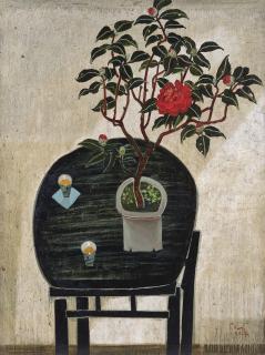 Dong Shaw-Hwei - Coming Together–The Red Camilla(Painted In 2014)