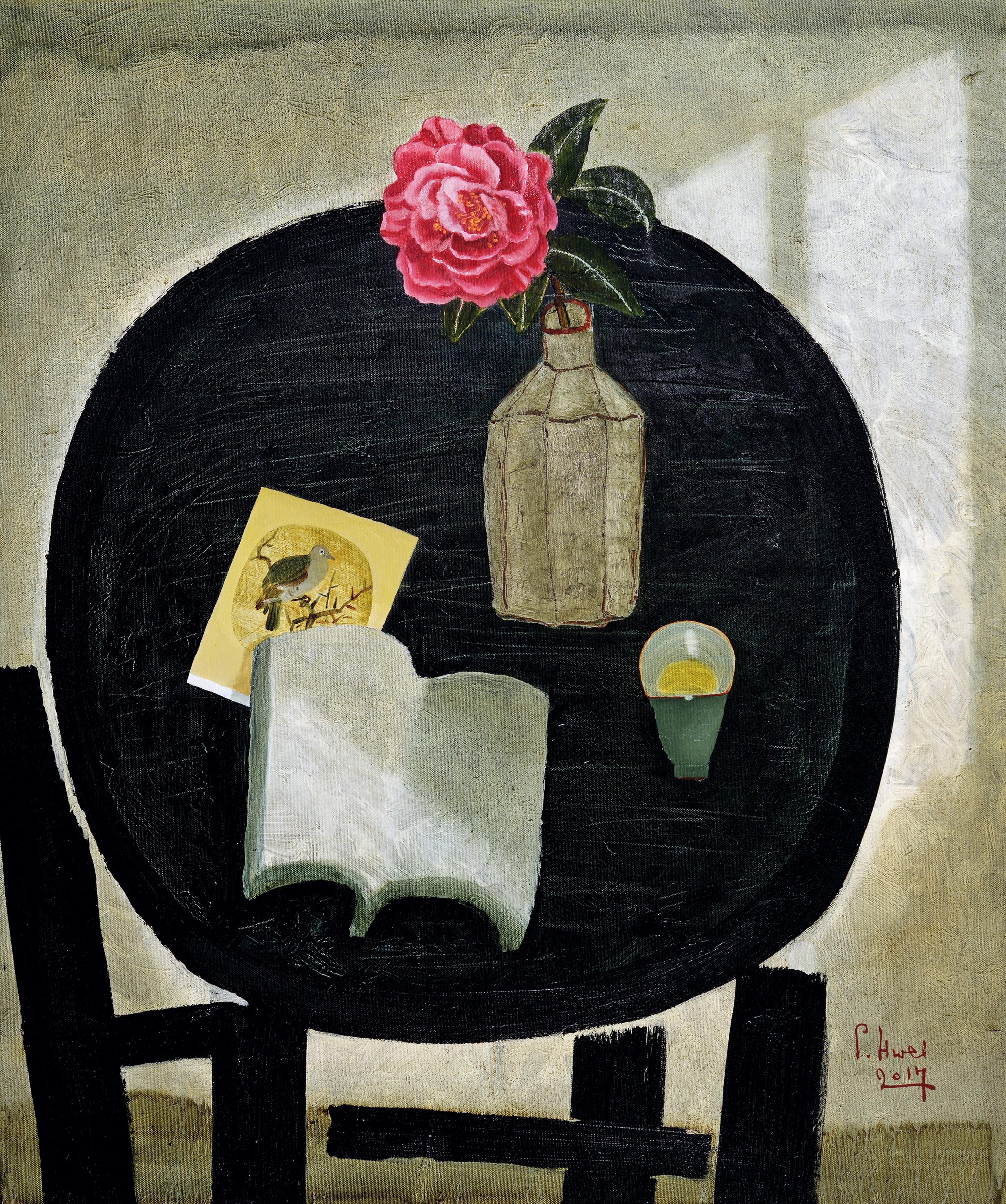 Dong Shaw-Hwei - Red Camellia(Painted In 2017)