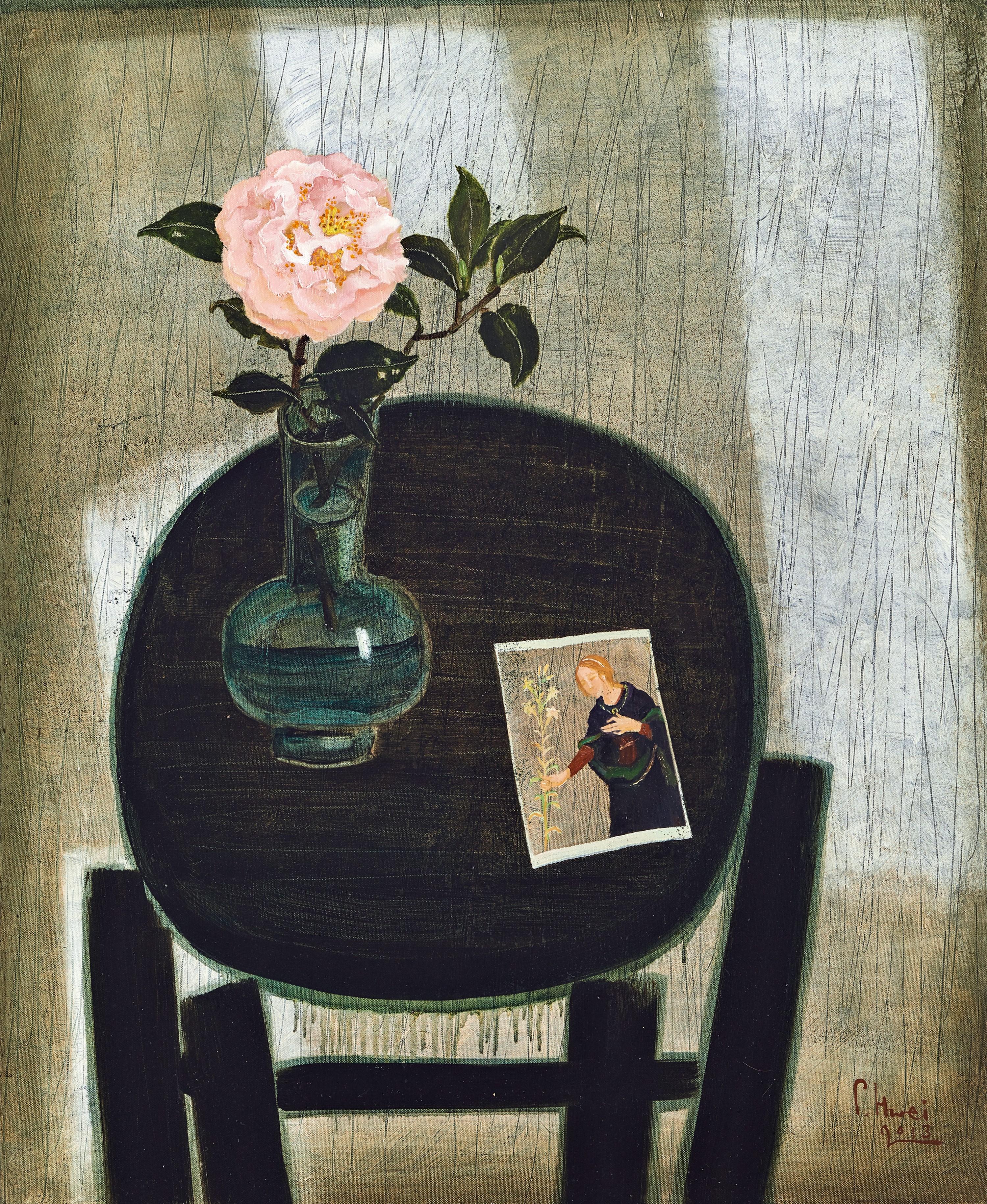 Dong Shaw-Hwei - The Holy Mother – Pink Camellia(Painted In 2013)