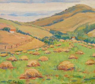 Donna Schuster - Haystacks 16 x 18 in. framed 25 x 27 in.