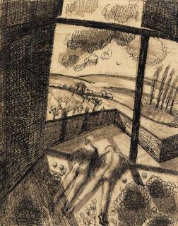 Dora Carrington - Naked Figure In An Apple-Loft