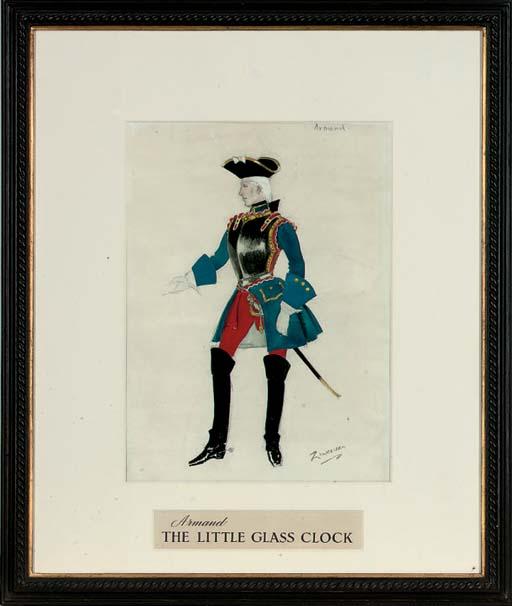 Doris Zinkeisen - Costume design for Armand, The Little Glass Clock; Costume design for \'Abbe Matignon, The Little Glass Clock; and 4 other unframed costume designs by the same hand