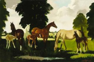 Doris Zinkeisen - Horses Grazing