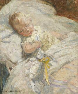 Dorothea Sharp, RBA, ROI - Asleep with her favourite toy