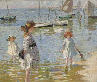 Dorothea Sharp - Children paddling on the sea shore