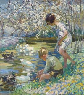 Dorothea Sharp - Children Playing Beside A Stream