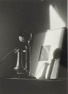 Dorothy Norman - Telephone in front of Alfred Stieglitz \'Equivalent\' at An American Place, New York, circa 1940