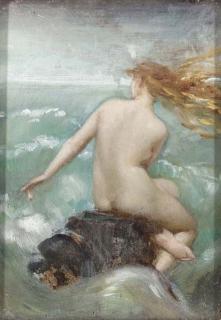 Dorothy Tennant - A female nude on a rocky coastline