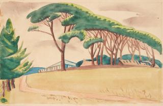 Dorrit Black - Study for linocut \'The Windswept Farm\', c.1937