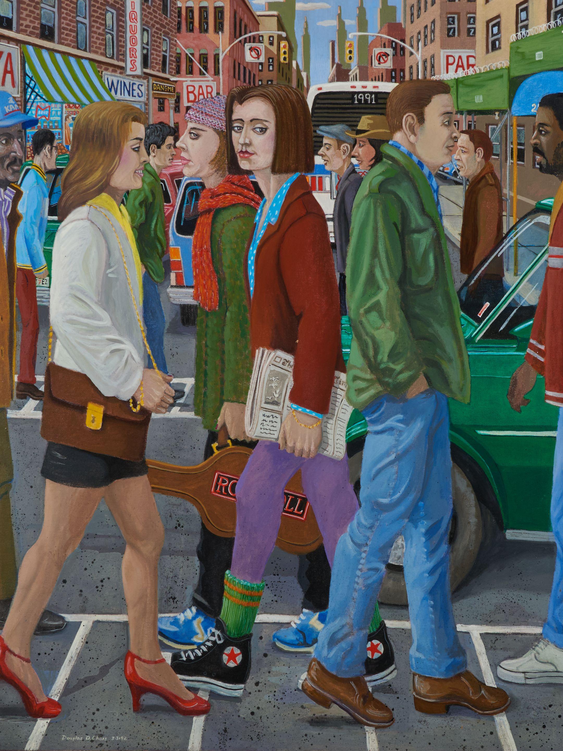 Douglas Chess - City Crosswalk 42 x 32 in. (106.7 x 81.23 cm) framed 43 x 33 x 1 1/4 in.