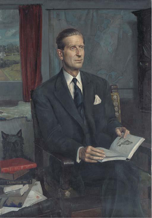 Douglas H. Anderson - Portrait of Lord Tweedsmuir, reading in a study