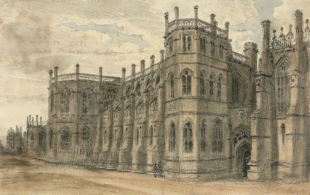 Dr. William Crotch - Three views of Windsor: Julius Caesar\'s Tower; Caesar\'s Tower, The Lock House and Wyattville Tower; and St. George\'s Chapel and Mausoleum (illustrated)