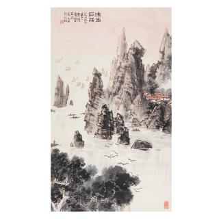 Du Yingqiang - Shoreline Rocks and Village, 1980