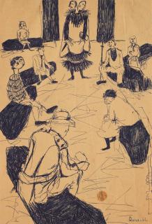 Dumile Feni-Mhlaba - Three pen drawings: 1. \'Why\', titled, signed and dated \'Dumile \'96\' (centre right)