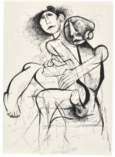 Dumile Feni - South African untitled (Two Figures)